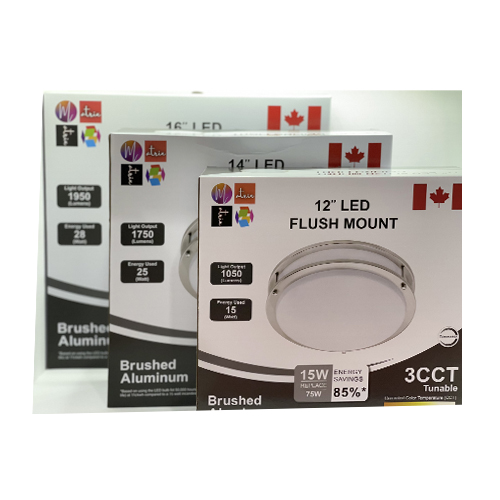 12 INCH 3CCT LED FLUSH MOUNT WITH CHROME RING