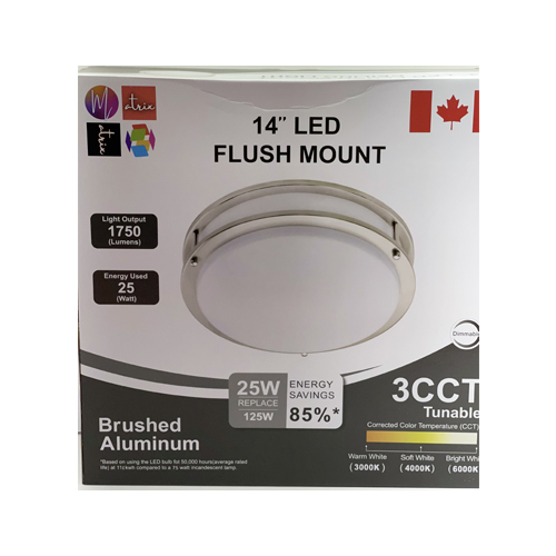 14 INCH 3CCT LED FLUSH MOUNT WITH CHROME RING