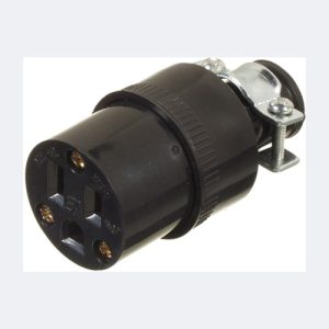 15A-125V FEMALE CONNECTOR WITH CLAMP RUBBER-3 WIRES BLACK