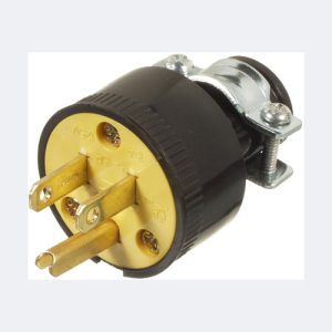 15A - 125V MALE PLUG WITH CABLE CLAMP RUBBER-3 WIRES