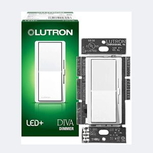 Lutron Diva LED+ Dimmer Switch for Dimmable LED/Halogen/Incandescent Bulbs, Single-Pole or 3-Way, White