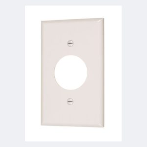 SINGLE DUPLEX RECEPTACLE WALL PLATE 1 11/32"" diameter hole - 1-Gang. Includes colour-match screws-