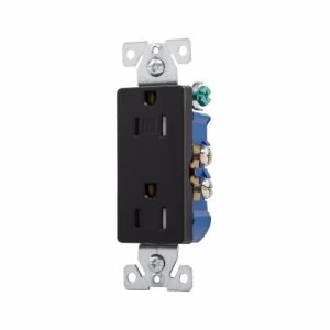 EATON-BLACK DECORATOR DUPLEX RECEPTACLE 15A (TR1107BKBXSP)