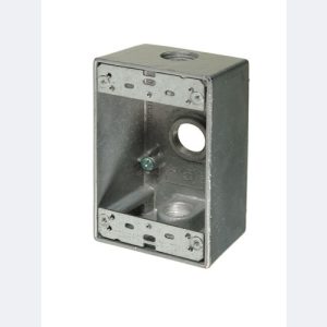 Weatherproof Metal FS Box 3 x 3/4” holes with 2 plugs