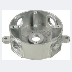 Weatherproof Round Box 5 x 1/2” hole with 4 plugs